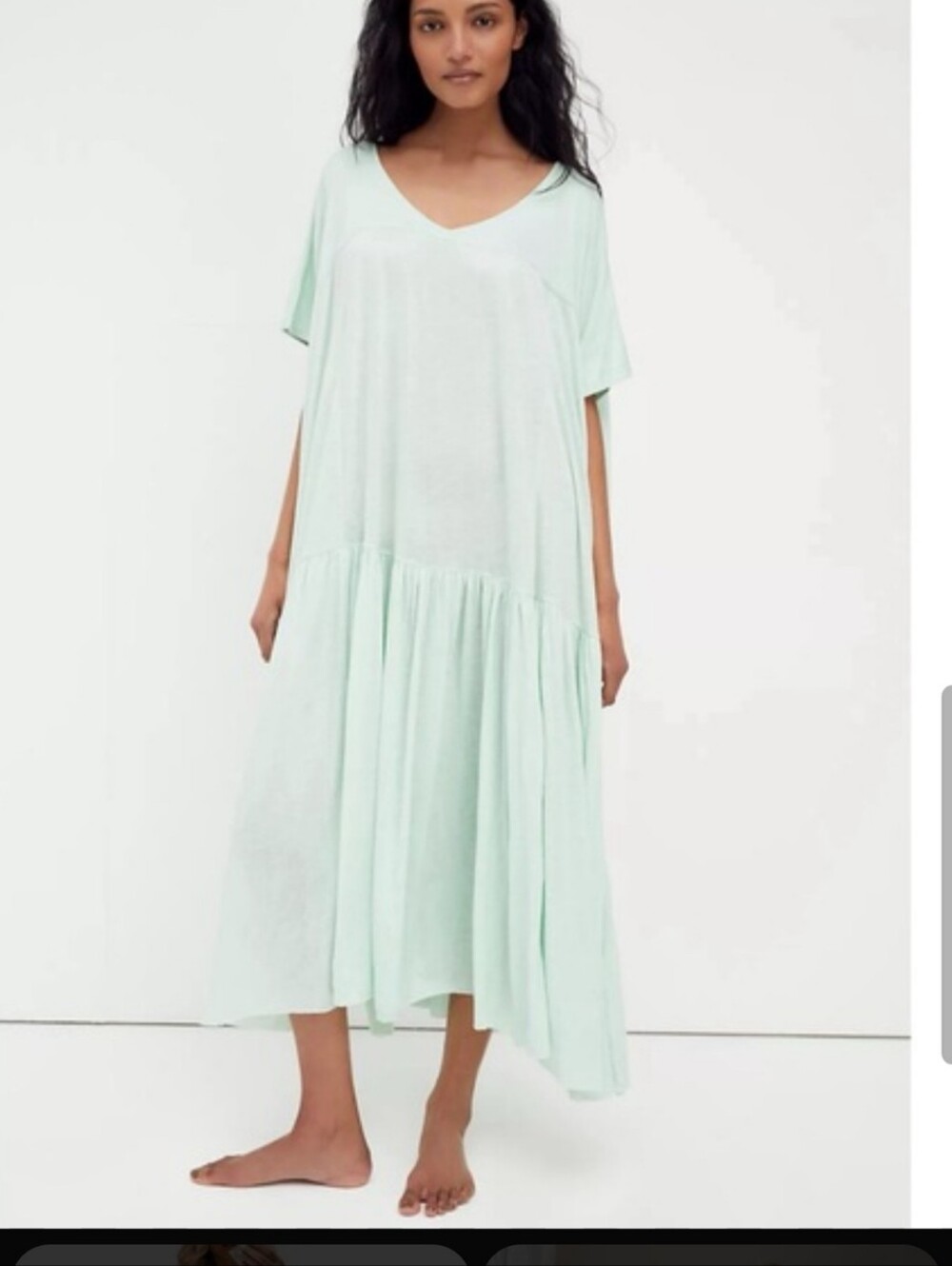 Free People Mint Green Just Add Sun Midi Dress Beach Flowy Size L Oversized READ
